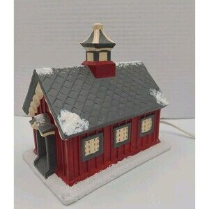 Byron Molds Christmas Village Little Red Schoolhouse 1980 Hand Painted